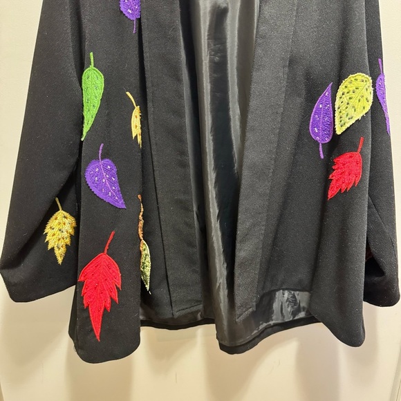 Vintage Anage Beaded Fall Leaves Oversized Open Front Blazer Size Medium - Picture 3 of 11